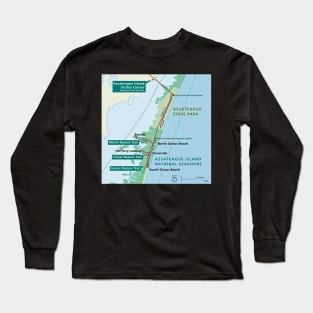 Outline Map of Assateague Island, MD Long Sleeve T-Shirt